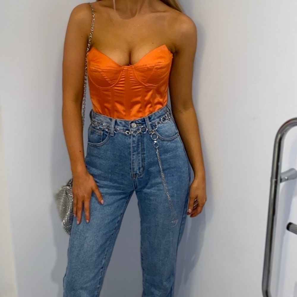 Corset top satin orange going out